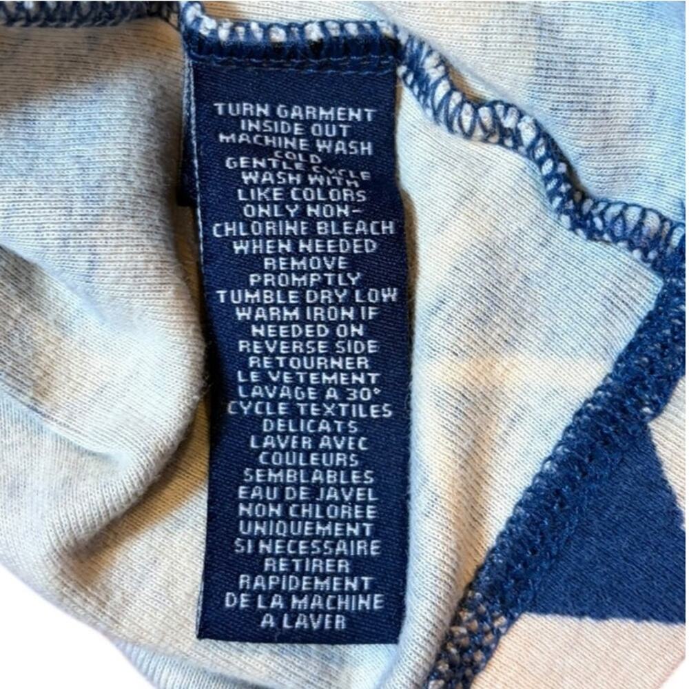 CHAPS Women's Henley Shirt LARGE Blue Aztec Southwestern Long Sleeve Cotton Mock - Picture 7 of 7